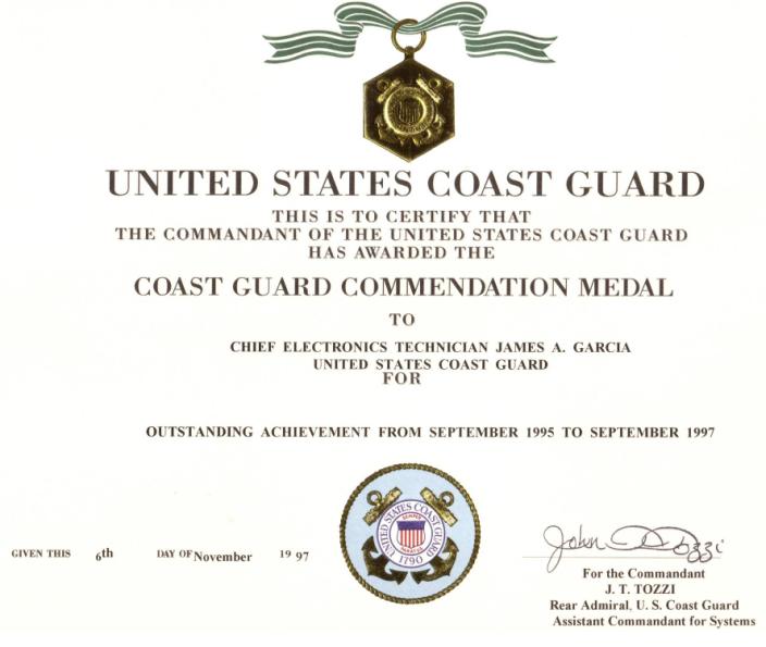 Coast Guard Commendation